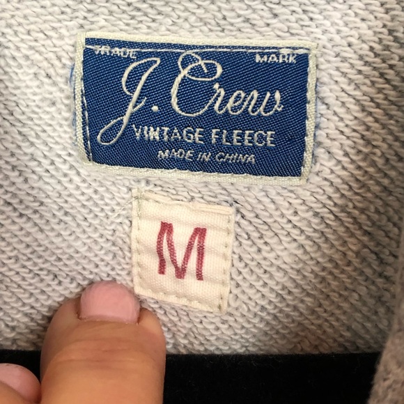 J Crew Vintage Fleece Gray Pullover Hoodie M - Picture 6 of 7